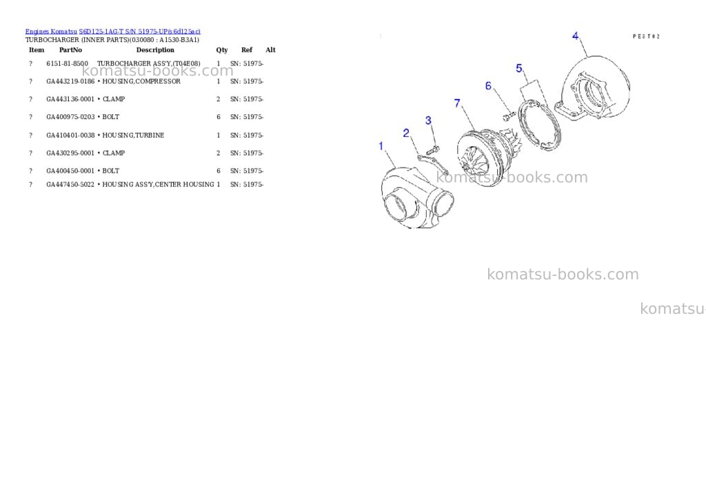 Komatsu s6d125-1ag-t s/n 51975-up Parts catalog cover Page 7
