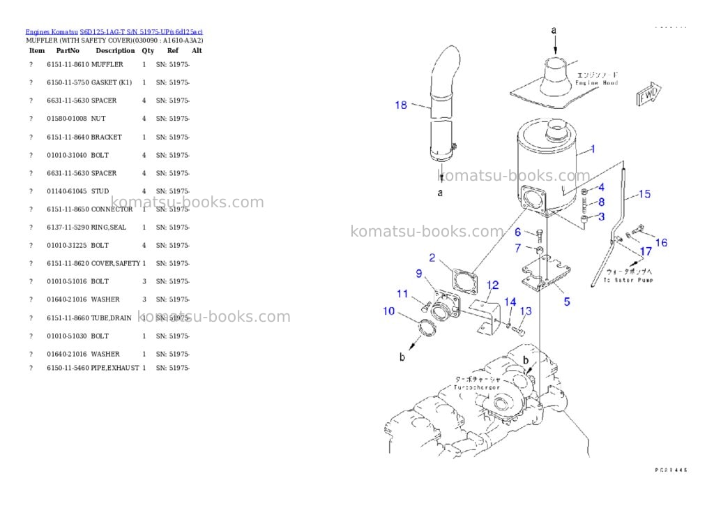 Komatsu s6d125-1ag-t s/n 51975-up Parts catalog cover Page 8