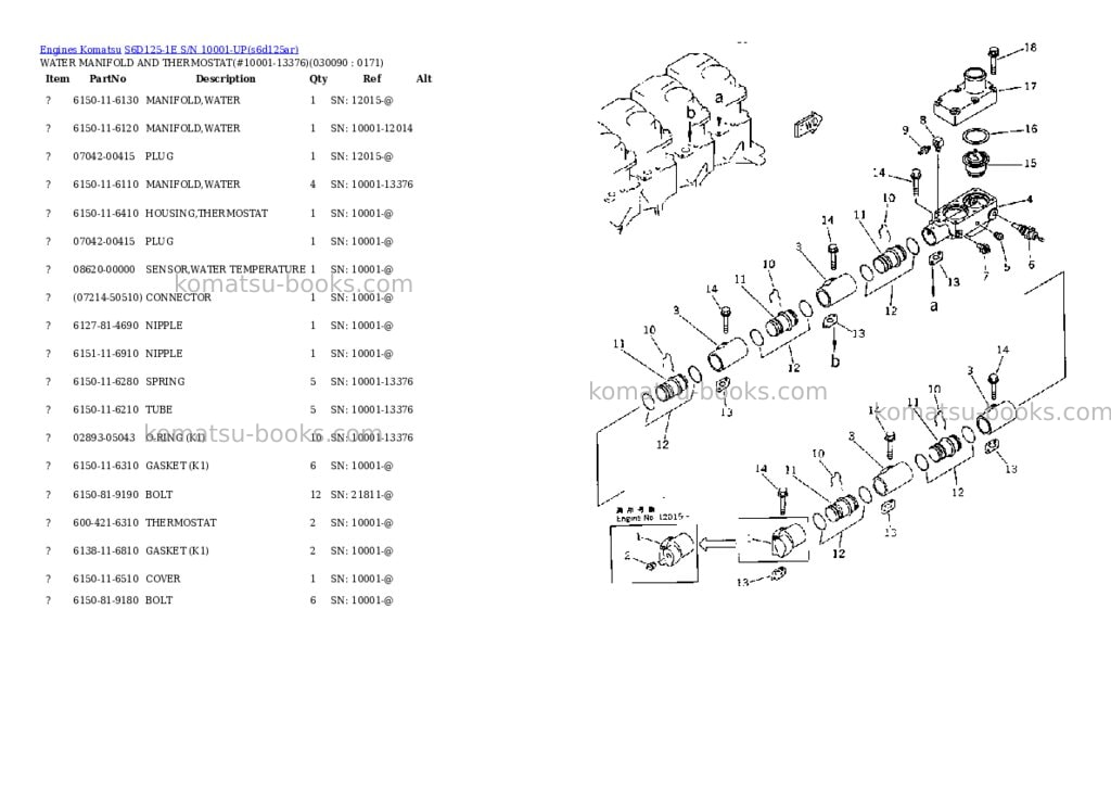 Komatsu s6d125-1e s/n 10001-up Parts catalog cover Page 8 Komatsu s6d125-1e s/n 10001-up Parts catalog cover Page 8