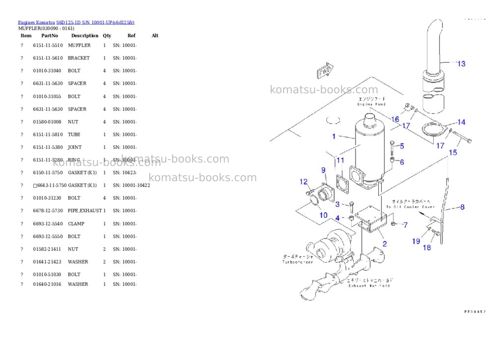 Komatsu s6d125-1d s/n 10001-up Parts catalog cover Page 8 Komatsu s6d125-1d s/n 10001-up Parts catalog cover Page 8
