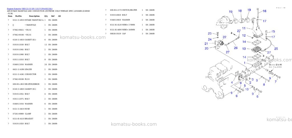 Komatsu s6d125-1s s/n 13137-up Parts catalog cover Page 5