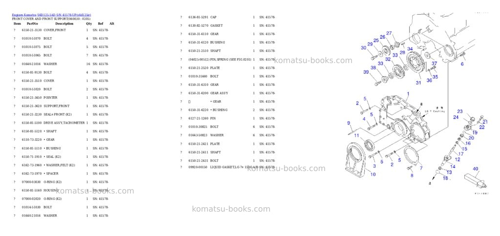 Komatsu s6d125-1ad s/n 41578-up Parts catalog cover Page 10