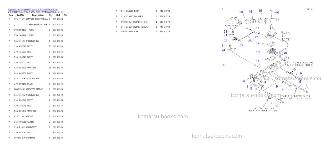 Komatsu s6d125-1ad s/n 41578-up Parts catalog cover Page 3