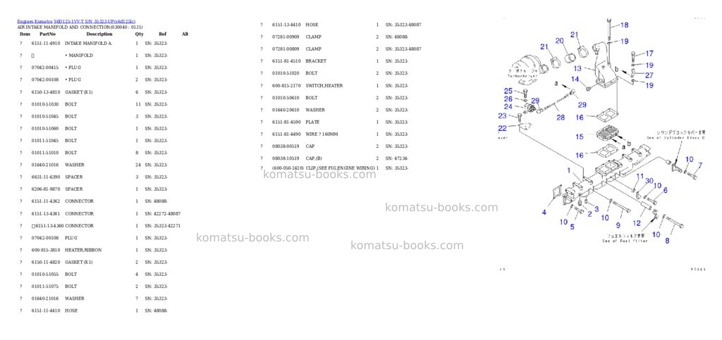 Komatsu s6d125-1vv-t s/n 35323-up Parts catalog cover Page 3