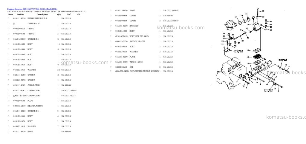 Komatsu s6d125-1vv-t s/n 35323-up Parts catalog cover Page 4