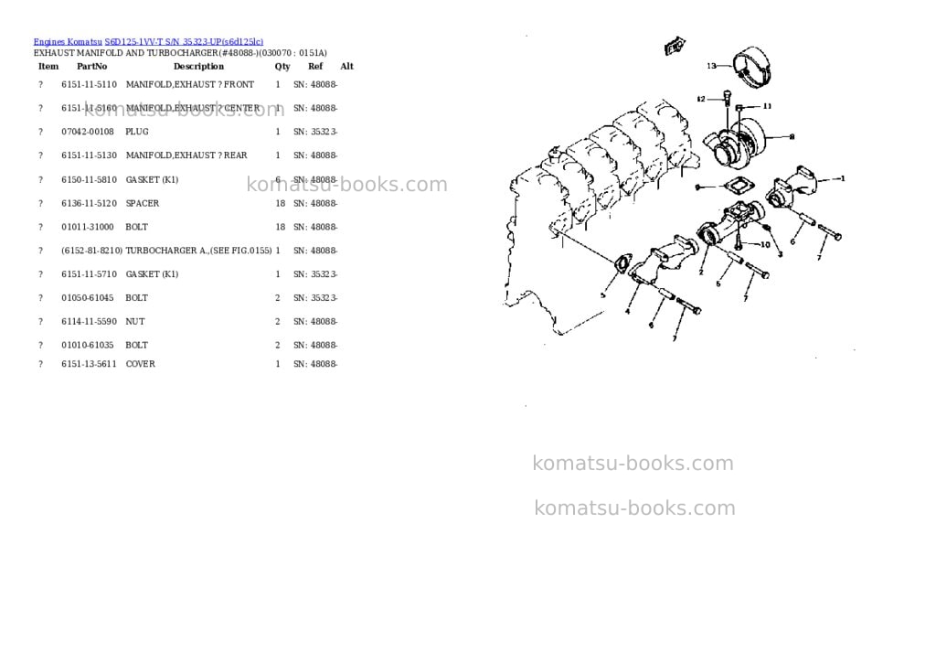 Komatsu s6d125-1vv-t s/n 35323-up Parts catalog cover Page 6