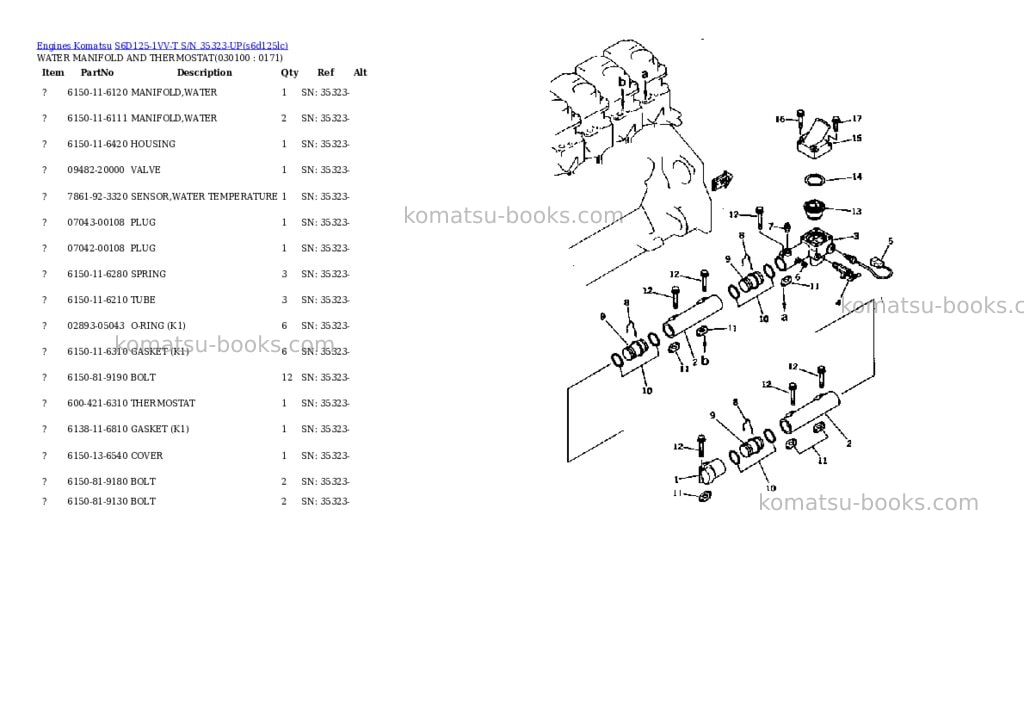 Komatsu s6d125-1vv-t s/n 35323-up Parts catalog cover Page 9