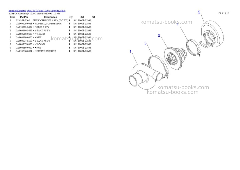 Komatsu s6d125-1c s/n 10001-up Parts catalog cover Page 8 Komatsu s6d125-1c s/n 10001-up Parts catalog cover Page 8