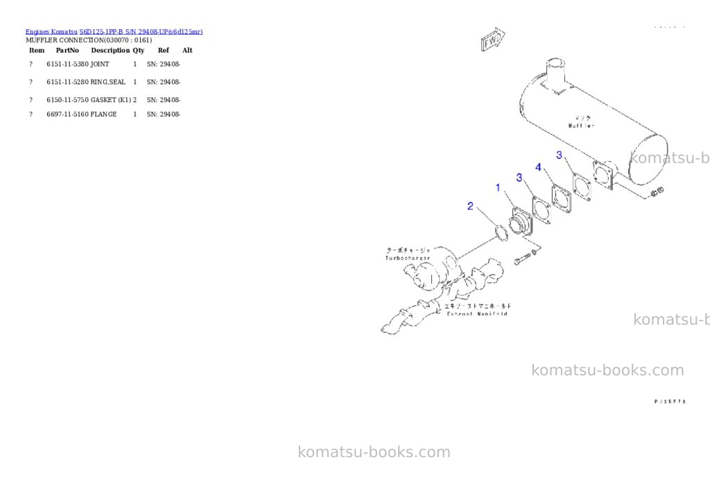 Komatsu s6d125-1pp-b s/n 29408-up Parts catalog cover Page 6 Komatsu s6d125-1pp-b s/n 29408-up Parts catalog cover Page 6
