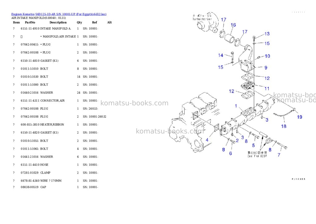 Komatsu s6d125-1d-ar s/n 10001-up for egypt Parts catalog cover Page 3