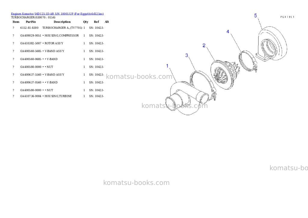 Komatsu s6d125-1d-ar s/n 10001-up for egypt Parts catalog cover Page 6