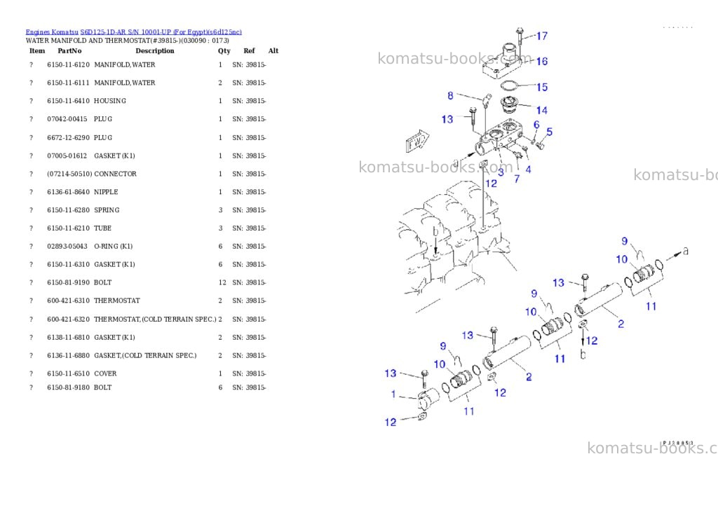 Komatsu s6d125-1d-ar s/n 10001-up for egypt Parts catalog cover Page 8
