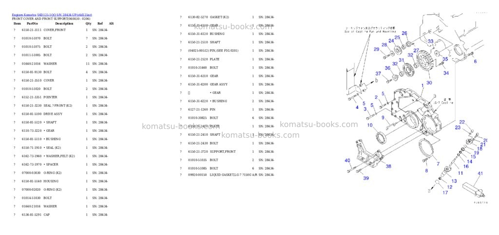 Komatsu s6d125-1qq s/n 28434-up Parts catalog cover Page 10