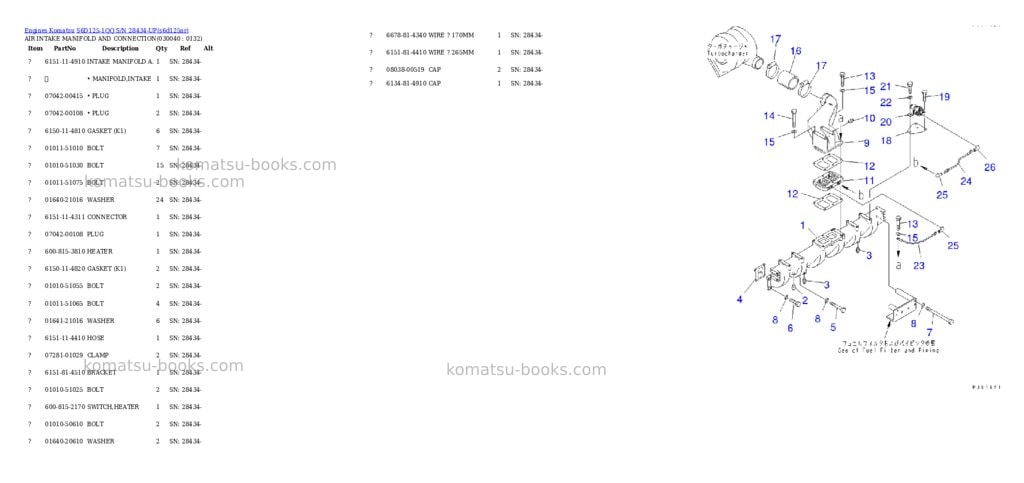 Komatsu s6d125-1qq s/n 28434-up Parts catalog cover Page 3