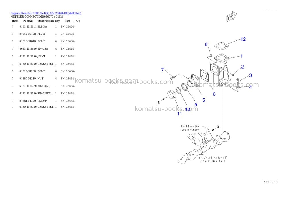 Komatsu s6d125-1qq s/n 28434-up Parts catalog cover Page 6