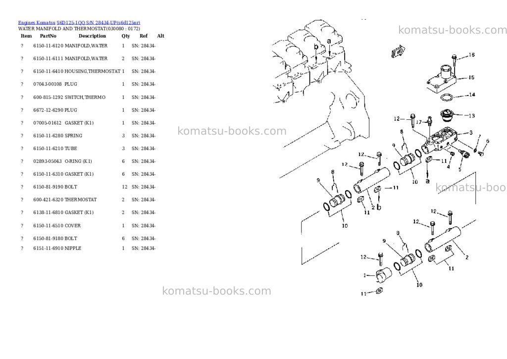 Komatsu s6d125-1qq s/n 28434-up Parts catalog cover Page 7