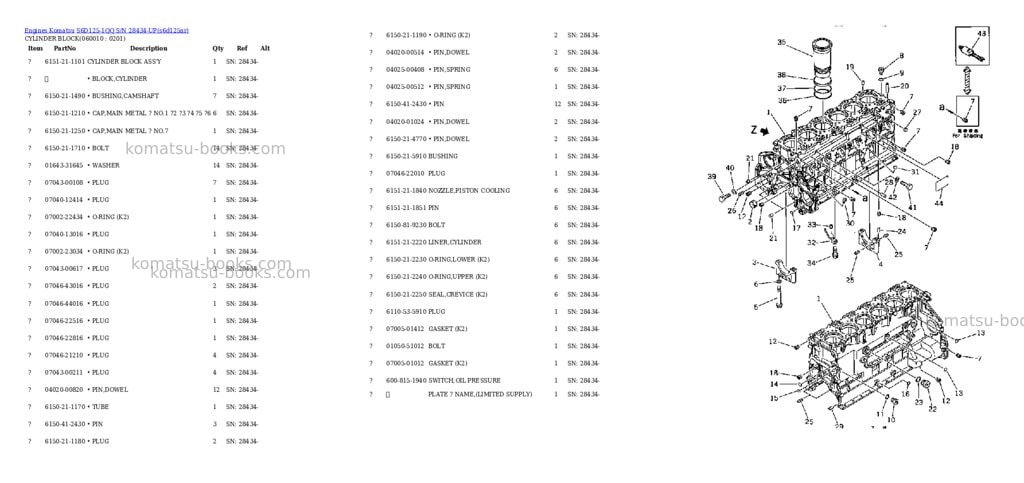 Komatsu s6d125-1qq s/n 28434-up Parts catalog cover Page 8