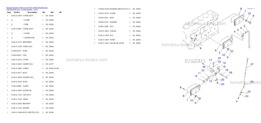 Komatsu s6d125-1xx s/n 38383-up Parts catalog cover Page 9 Komatsu s6d125-1xx s/n 38383-up Parts catalog cover Page 9