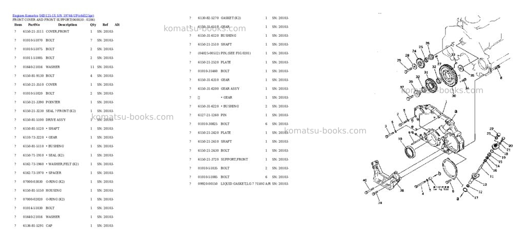 Komatsu s6d125-1x s/n 19764-up Parts catalog cover Page 10