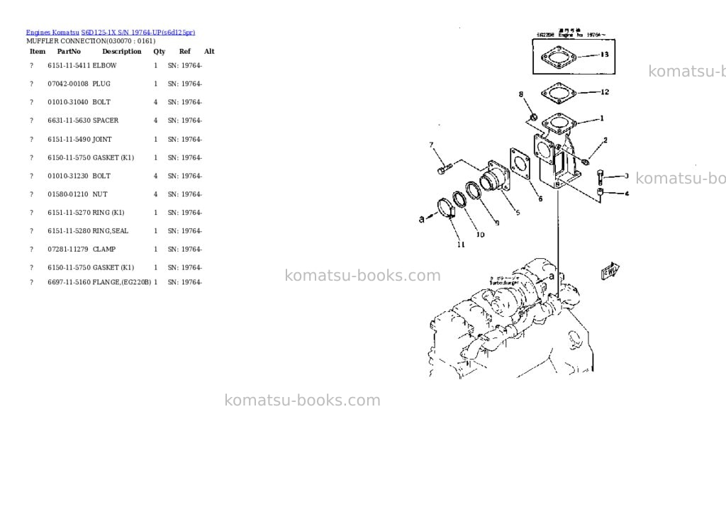 Komatsu s6d125-1x s/n 19764-up Parts catalog cover Page 6