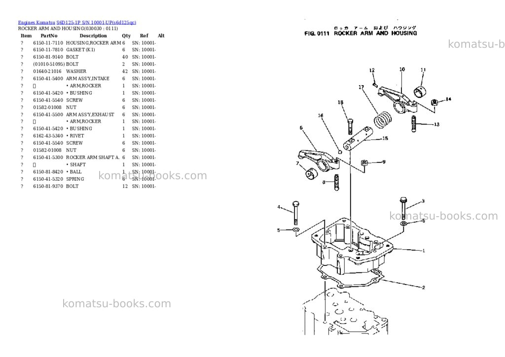 Komatsu s6d125-1p s/n 10001-up Parts catalog cover Page 2