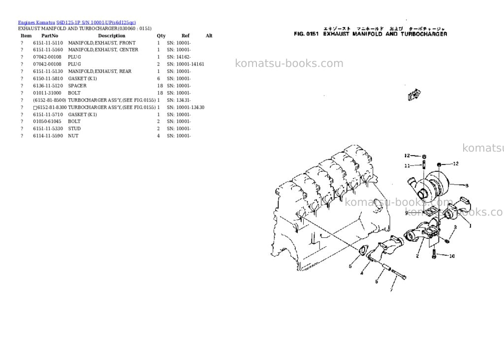 Komatsu s6d125-1p s/n 10001-up Parts catalog cover Page 5