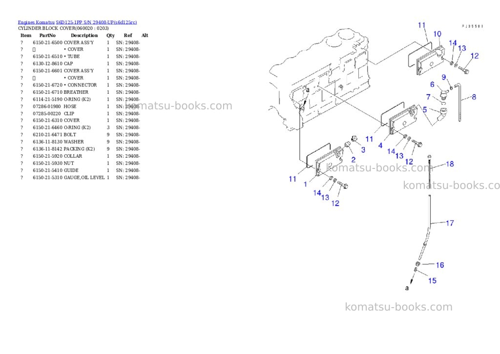 Komatsu s6d125-1pp s/n 29408-up Parts catalog cover Page 10 Komatsu s6d125-1pp s/n 29408-up Parts catalog cover Page 10