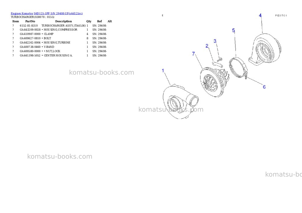 Komatsu s6d125-1pp s/n 29408-up Parts catalog cover Page 6 Komatsu s6d125-1pp s/n 29408-up Parts catalog cover Page 6