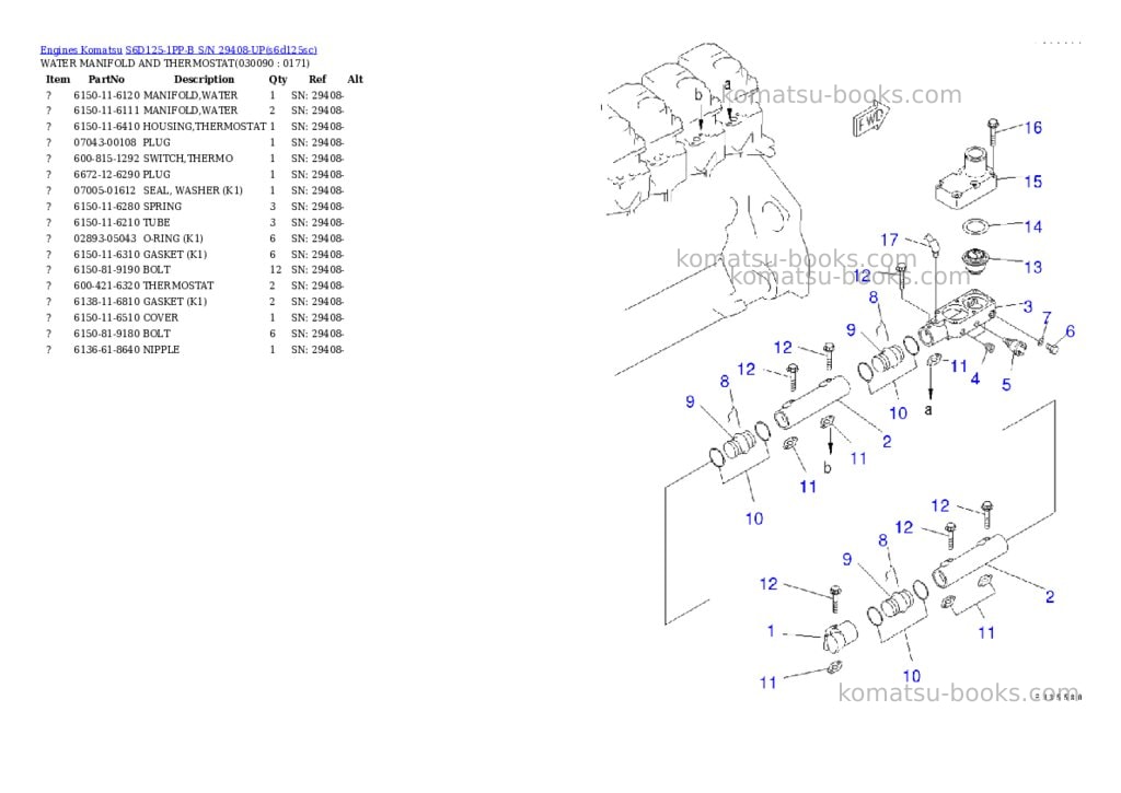 Komatsu S6D125-1PP-B S/N 29408-UP Parts catalog cover Page 8 Komatsu S6D125-1PP-B S/N 29408-UP Parts catalog cover Page 8