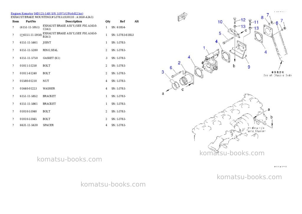 Komatsu s6d125-1ah s/n 51975-up Parts catalog cover Page 9