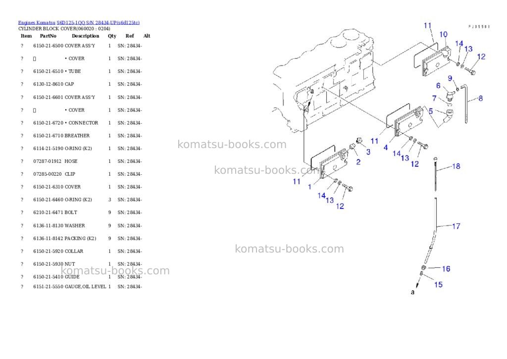 Komatsu S6D125-1QQ S/N 28434-UP Parts catalog cover Page 10 Komatsu S6D125-1QQ S/N 28434-UP Parts catalog cover Page 10