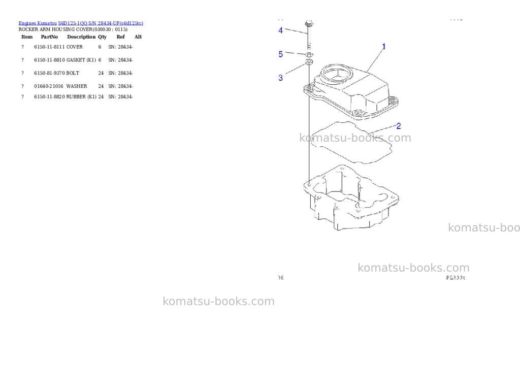 Komatsu S6D125-1QQ S/N 28434-UP Parts catalog cover Page 2 Komatsu S6D125-1QQ S/N 28434-UP Parts catalog cover Page 2