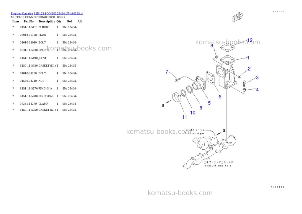Komatsu S6D125-1QQ S/N 28434-UP Parts catalog cover Page 7 Komatsu S6D125-1QQ S/N 28434-UP Parts catalog cover Page 7