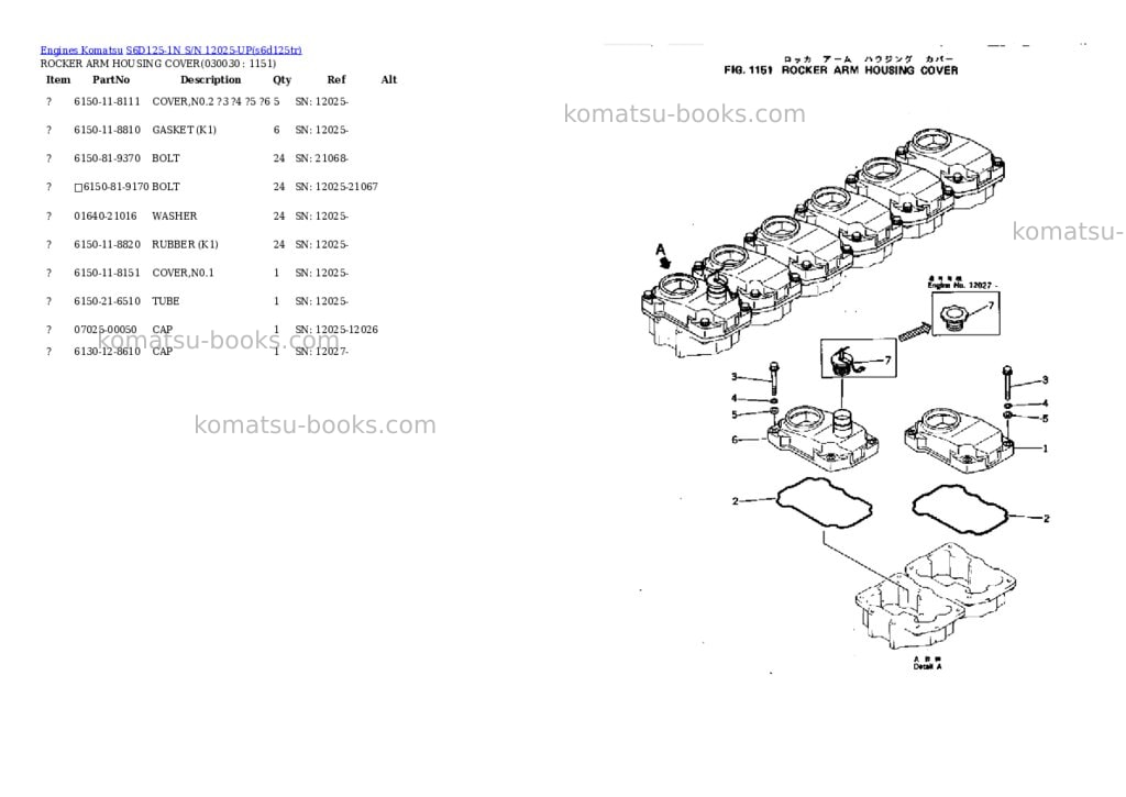 Komatsu S6D125-1N S/N 12025-UP Parts catalog cover Page 2