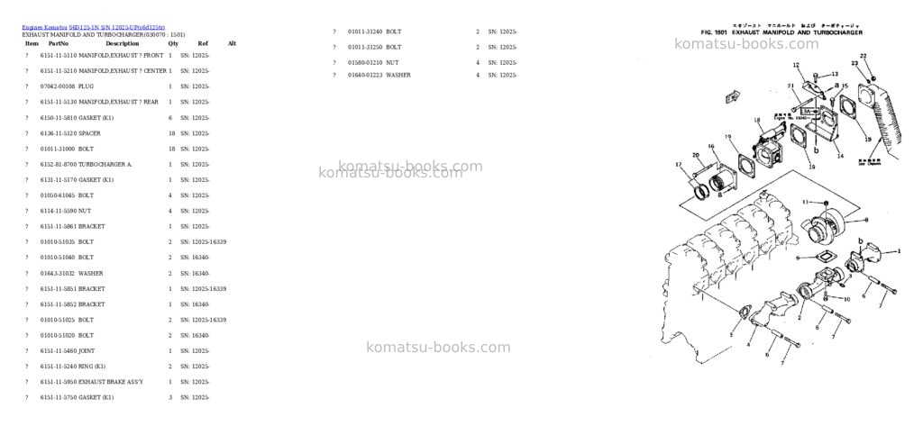 Komatsu S6D125-1N S/N 12025-UP Parts catalog cover Page 6