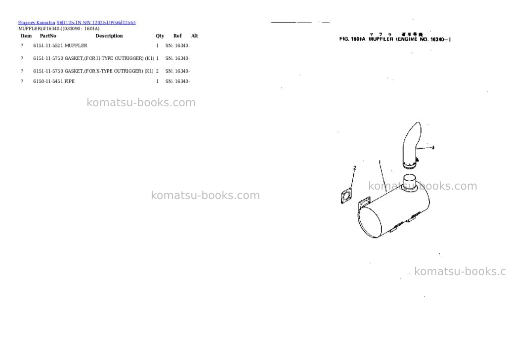 Komatsu S6D125-1N S/N 12025-UP Parts catalog cover Page 8