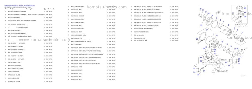 Komatsu s6d125-1kk s/n 26750-up Parts catalog cover Page 4