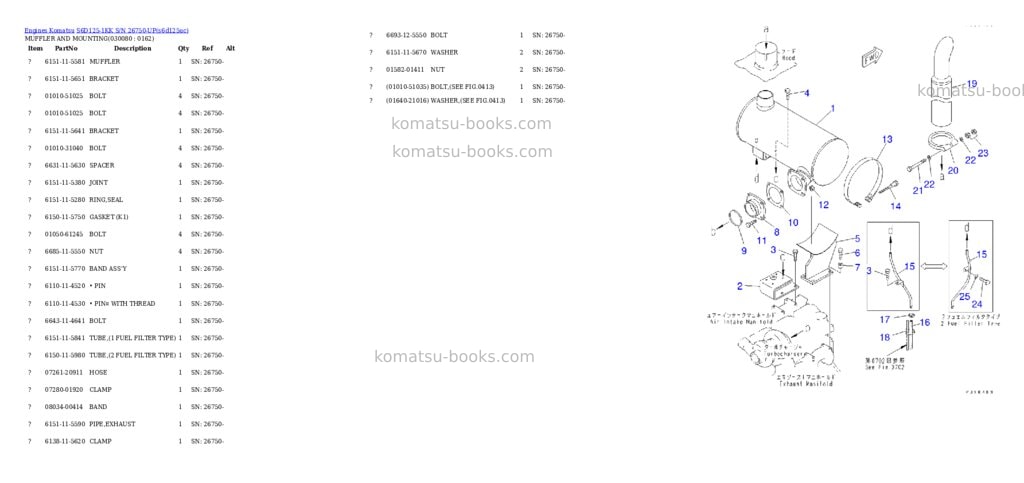 Komatsu s6d125-1kk s/n 26750-up Parts catalog cover Page 7