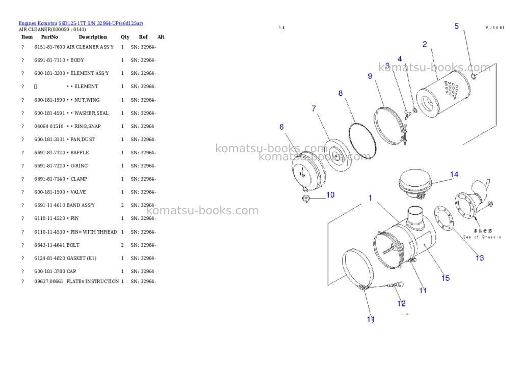Komatsu s6d125-1tt s/n 32964-up Parts catalog cover Page 4 Komatsu s6d125-1tt s/n 32964-up Parts catalog cover Page 4