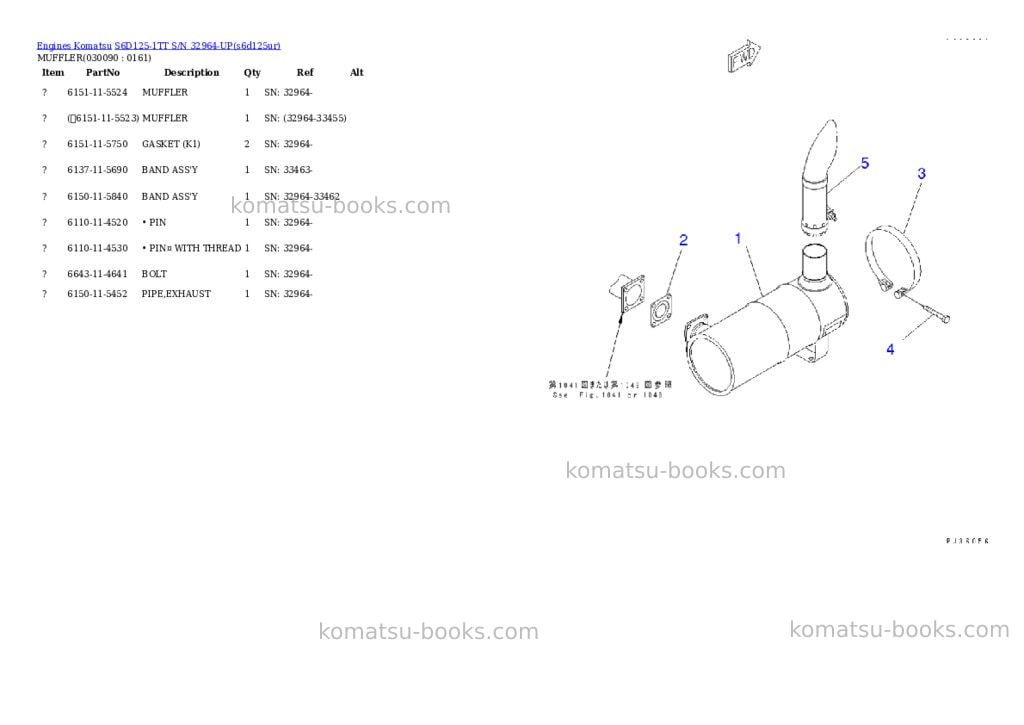 Komatsu s6d125-1tt s/n 32964-up Parts catalog cover Page 7 Komatsu s6d125-1tt s/n 32964-up Parts catalog cover Page 7