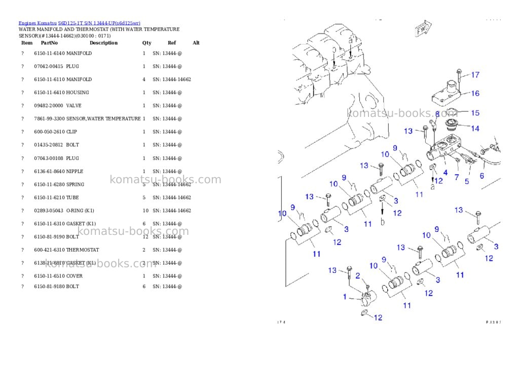 Komatsu S6D125-1T S/N 13444-UP Parts catalog cover Page 9 Komatsu S6D125-1T S/N 13444-UP Parts catalog cover Page 9
