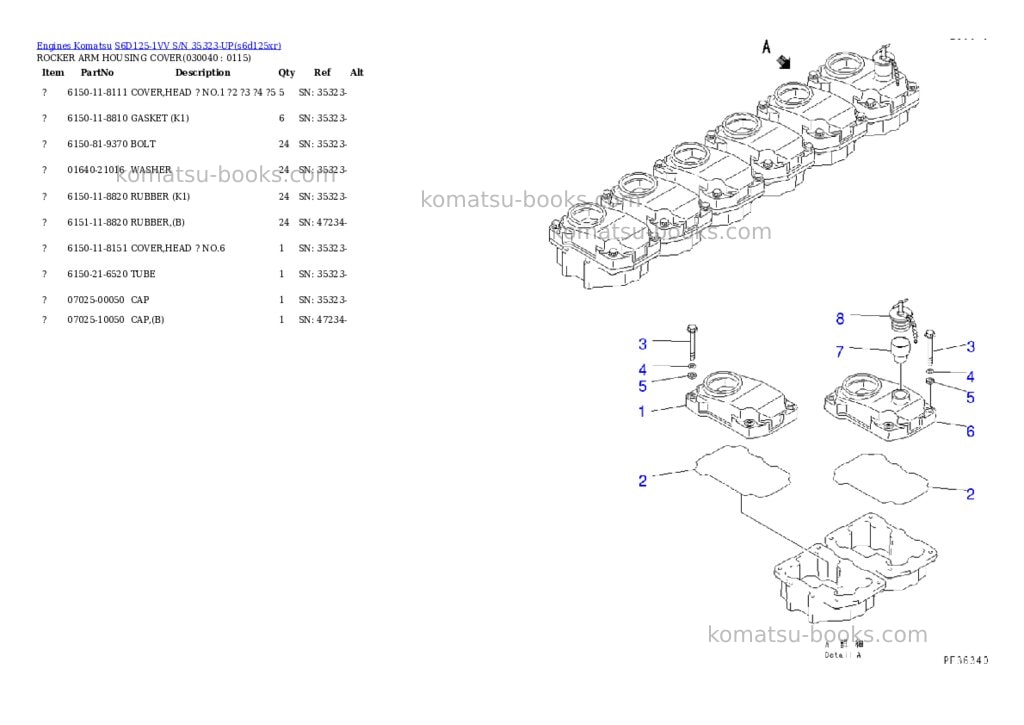 Komatsu S6D125-1VV S/N 35323-UP Parts catalog cover Page 3