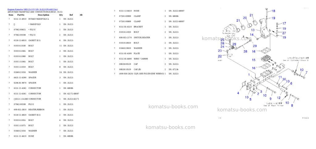 Komatsu S6D125-1VV S/N 35323-UP Parts catalog cover Page 4