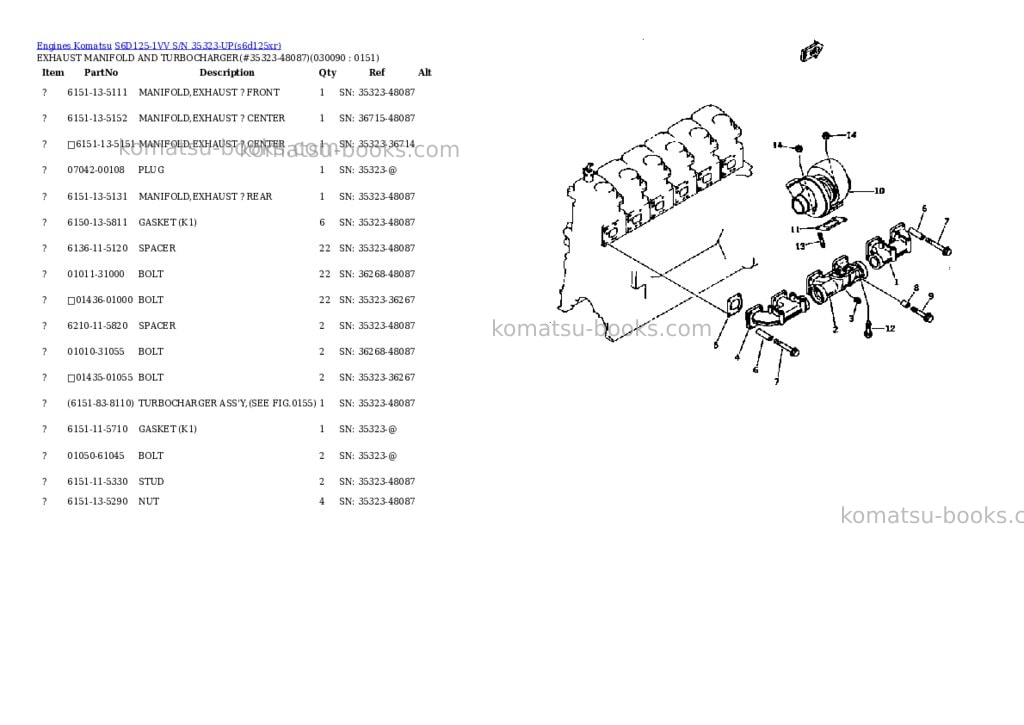 Komatsu S6D125-1VV S/N 35323-UP Parts catalog cover Page 8