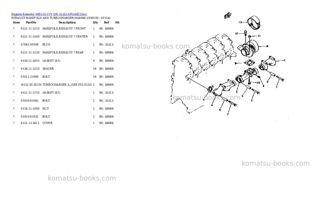Komatsu S6D125-1VV S/N 35323-UP Parts catalog cover Page 9