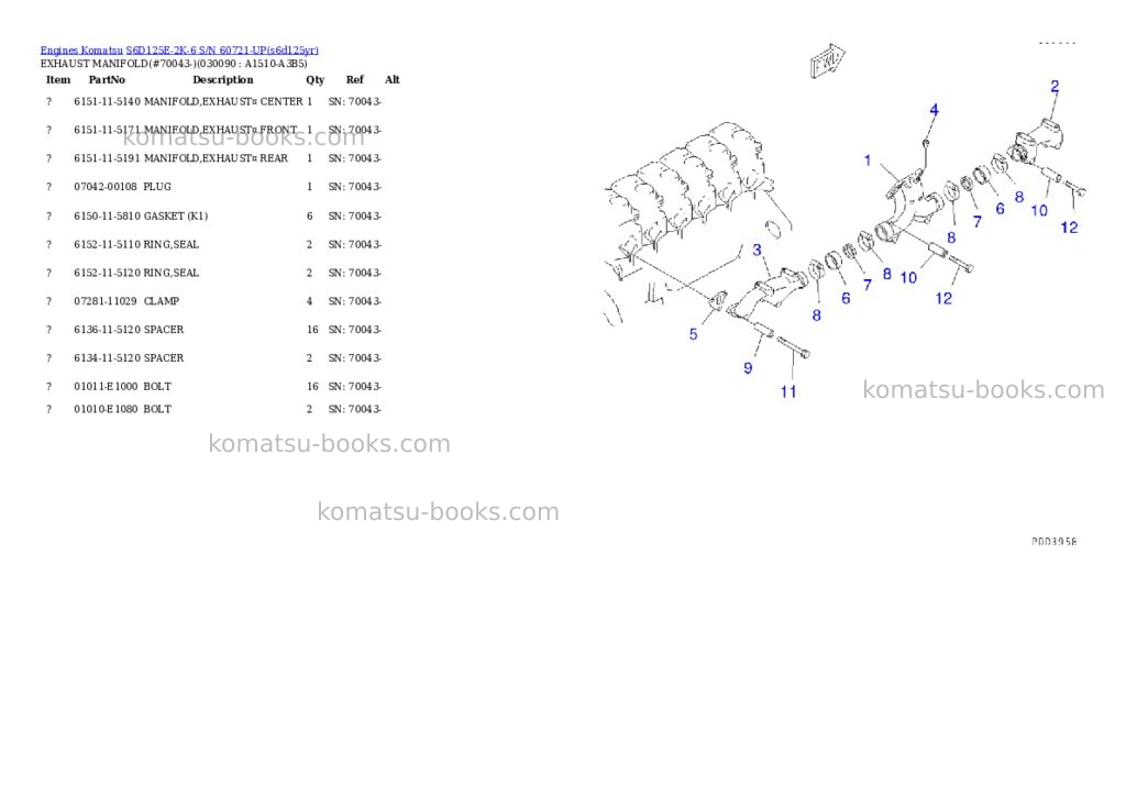 Komatsu s6d125e-2k-6 s/n 60721-up Parts catalog cover Page 7 Komatsu s6d125e-2k-6 s/n 60721-up Parts catalog cover Page 7