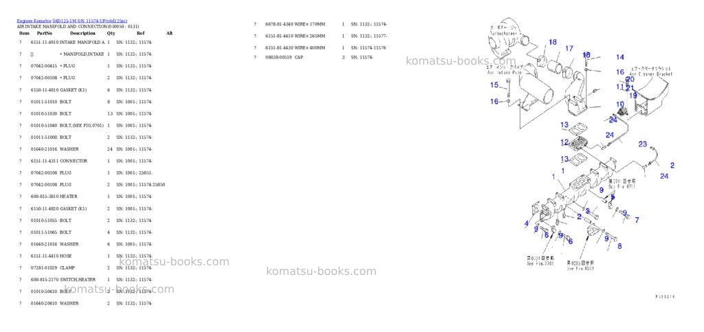 Komatsu s6d125-1m s/n 11574-up Parts catalog cover Page 8 Komatsu s6d125-1m s/n 11574-up Parts catalog cover Page 8