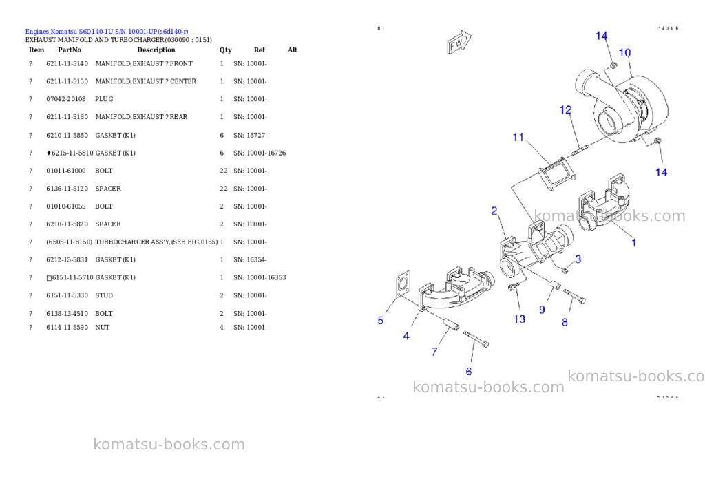Komatsu S6D140-1U S/N 10001-UP Parts catalog cover Page 8 Komatsu S6D140-1U S/N 10001-UP Parts catalog cover Page 8