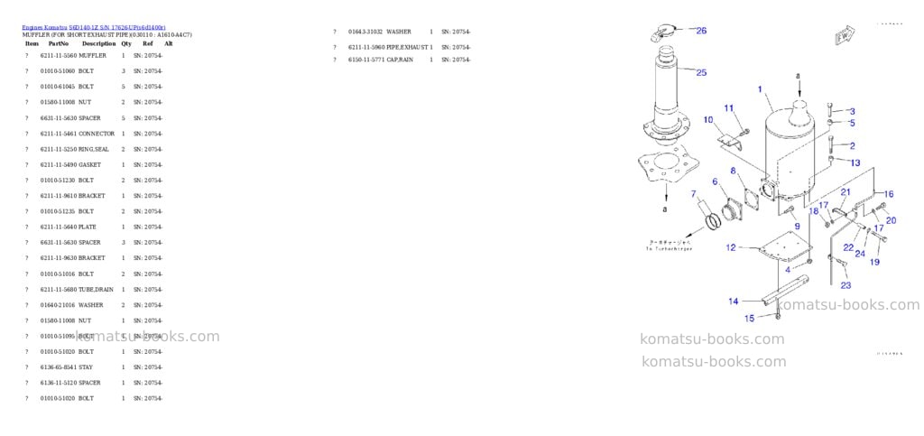 Komatsu s6d140-1z s/n 17626-up Parts catalog cover Page 10 Komatsu s6d140-1z s/n 17626-up Parts catalog cover Page 10