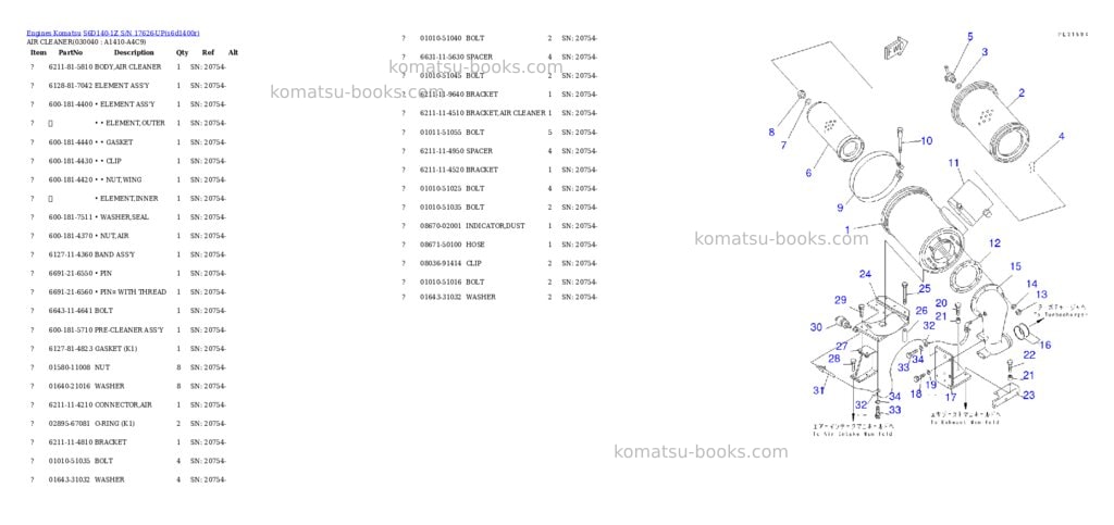 Komatsu s6d140-1z s/n 17626-up Parts catalog cover Page 3 Komatsu s6d140-1z s/n 17626-up Parts catalog cover Page 3
